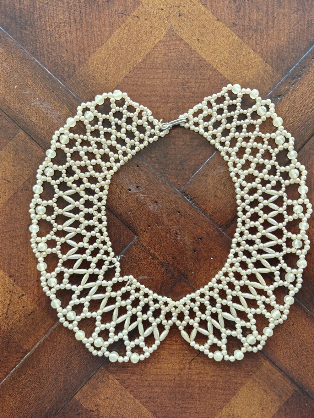 Vintage Woven Pearl Bib Necklace